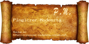 Pingiczer Modeszta névjegykártya
